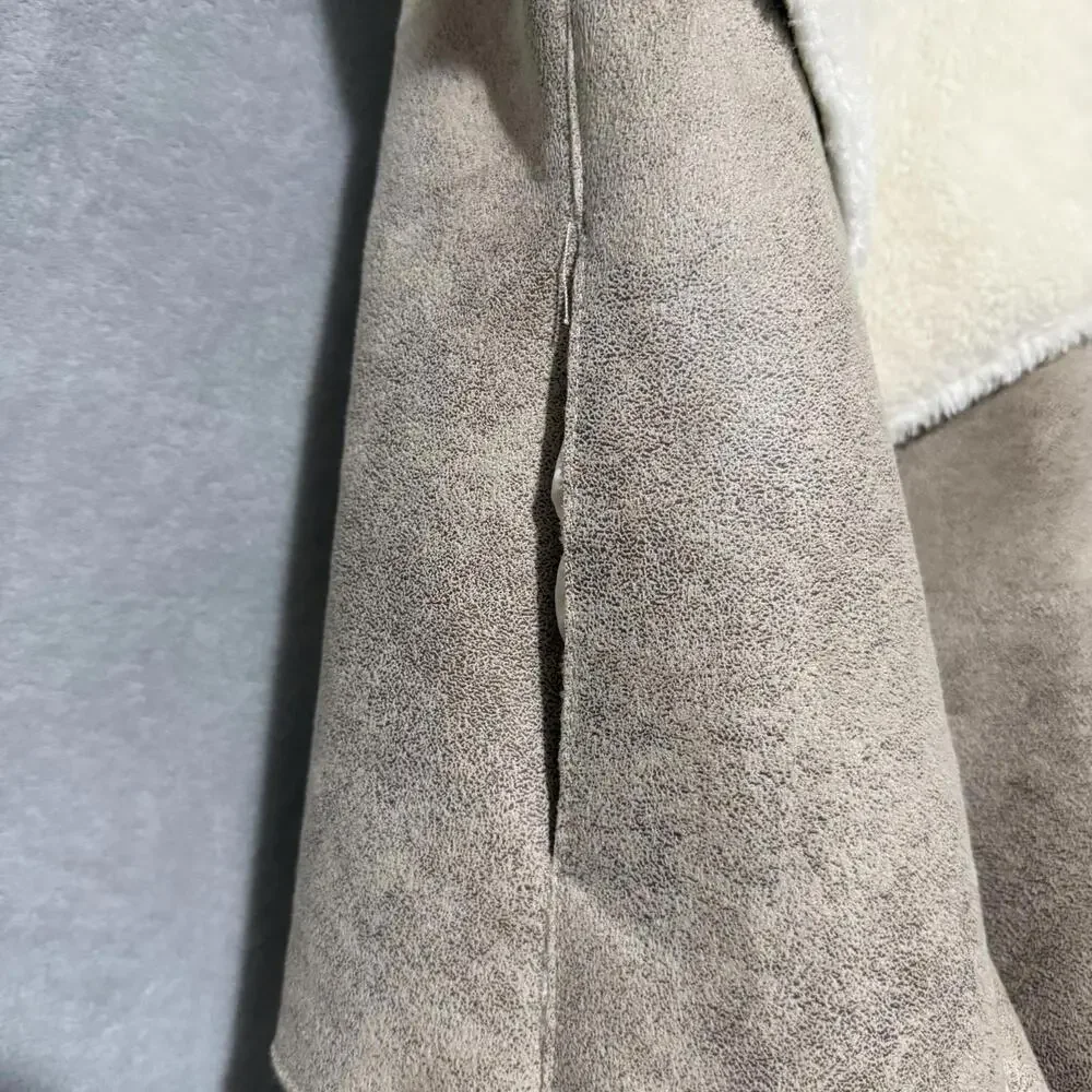 Dynamite Faux Suede Sherpa Vest Beige Waterfall Open Front XS-S Womens - Picture 8 of 9